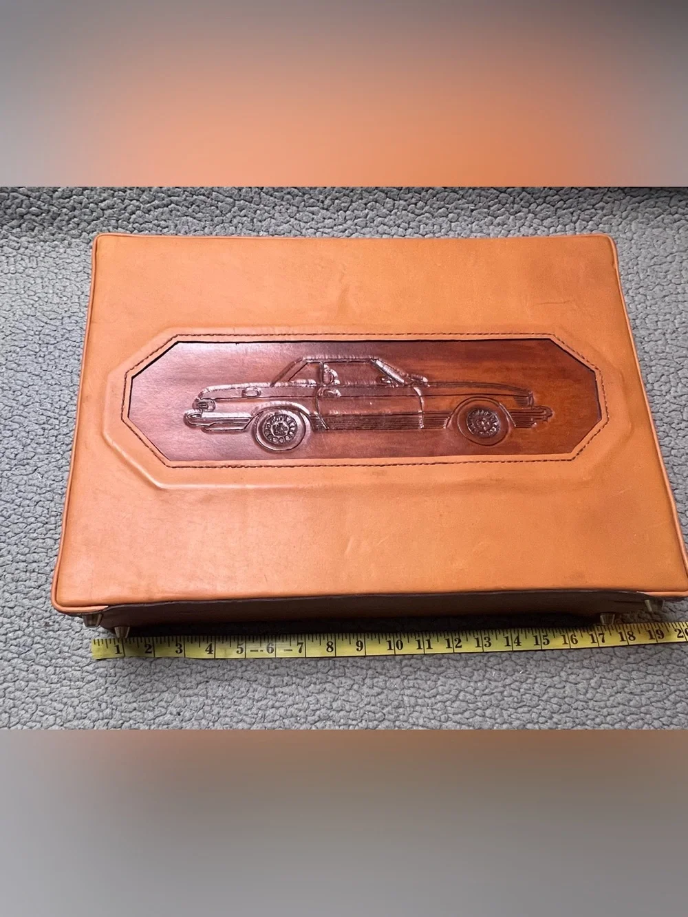 Vintage Custom Mercedes-Benz R107 SL-Class Design Leather Briefcase Brown 20 In